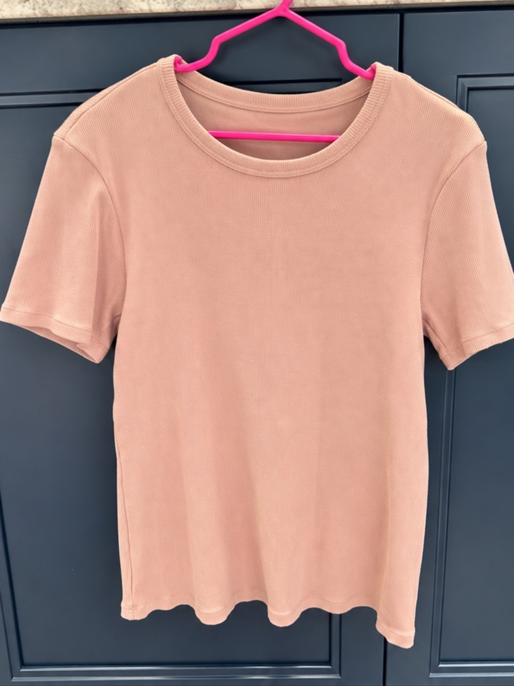Klassy Network Peach-Pink Ribbed Short Sleeve Tee